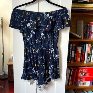 DOTTI off the shoulder floral romper